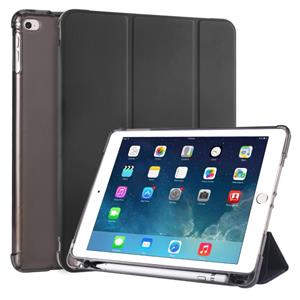 huismerk Voor iPad Air / Air 2 / 9.7 (2017) & (2018) 3-vouwend horizontaal flip pu leder + schokbestendige TPU-behuizing met houder & pensleuf(zwart)