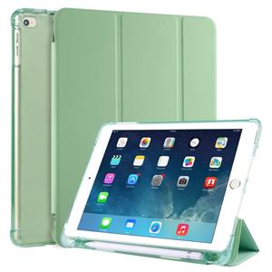 huismerk Voor iPad Air / Air 2 / 9.7 (2017) & (2018) 3-vouwend horizontaal flip pu leder + schokbestendige TPU-behuizing met houder & penslot (Matcha Green)