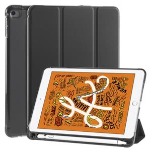 huismerk Voor iPad Mini 5 / Mini 4 3-vouwend horizontaal flip pu leder + schokbestendige TPU case met Holder & Pen Slot(Zwart)