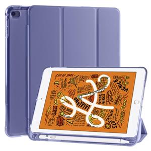 huismerk Voor iPad Mini 5 / Mini 4 3-vouwend horizontaal flip pu leder + schokbestendige TPU case met Holder & Pen Slot(Lavender Purple)