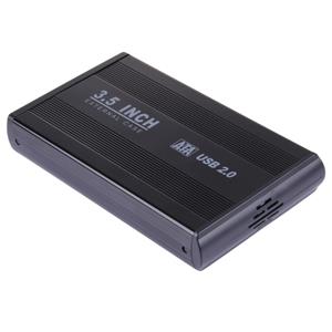 huismerk Externe USB 2.0 behuizing voor 3.5 inch SATA HDD harde schijf met 1.5A stroom adapter