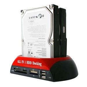 huismerk Alles in 1 HDD Dock Station voor twee 2.5 inch/3.5 inch SATA/IDE harde schijven en met kaartlezer plus Hub