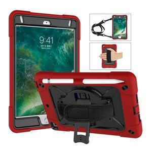 huismerk Voor iPad Mini 5 / 4 contrastkleur siliconen + pc-combinatiecase met houder (rood + zwart)