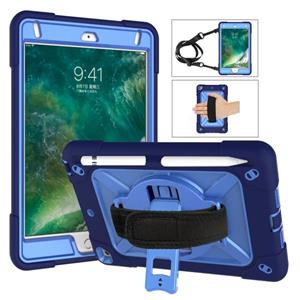 huismerk Voor iPad Mini 5 / 4 contrastkleur siliconen + pc-combinatiecase met houder (Navy Blue + Blauw)