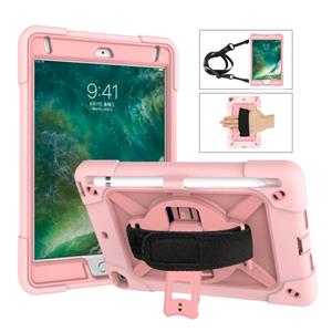 huismerk Voor iPad Mini 5 / 4 contrastkleur siliconen + pc-combinatiecase met houder (Roségoud)