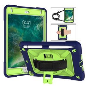 huismerk Voor iPad Mini 5 / 4 contrastkleur siliconen + pc-combinatiecase met houder (Navy Blue + Olivine)