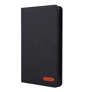 huismerk Voor iPad Mini 4/3/2/1 doek Teature horizontale Flip PU lederen draagtas met met houder & kaartsleuven (zwart)