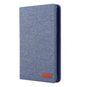 huismerk Voor iPad Mini 4/3/2/1 doek Teature horizontale Flip PU lederen draagtas met met houder & kaartsleuven (Deep Blue)