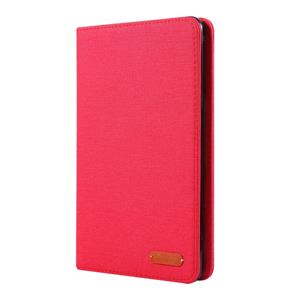 huismerk Voor iPad Mini 4/3/2/1 doek Teature horizontale Flip PU lederen draagtas met met houder & kaartsleuven (rood)