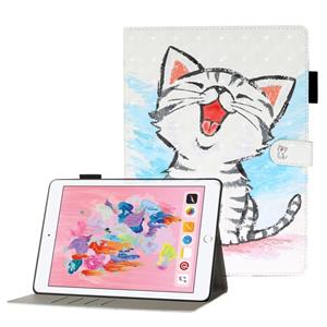 huismerk Voor iPad 5/6/7/8/9 3D reliëf patroon horizontale Flip lederen draagtas met houder & kaartsleuven & portemonnee (cat)