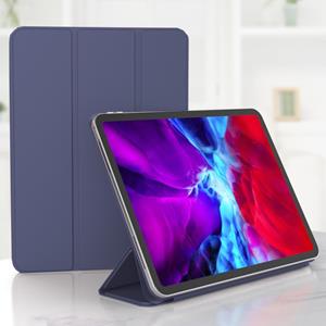 huismerk Voor iPad Pro 11 (2020) PC + PU Magnetic Leather Case met drie vouwen houder(Navy Blue)