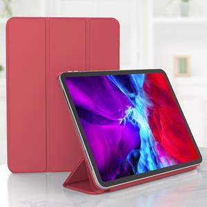 huismerk Voor iPad Pro 11 (2020) PC + PU Magnetic Leather Case met drie vouwbare houder(Rood)