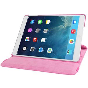 huismerk 360 graden draaiend Litchi structuur lederen hoesje met 2 Gears houder voor iPad Air(hard roze)