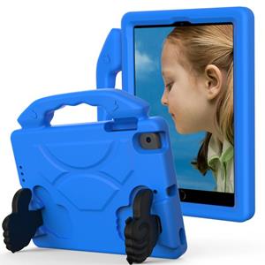 huismerk Voor iPad Mini 5/4/3/2/1 EVA Materiaal kinderen flat anti dalende cover beschermende shell met duimbeugel (blauw)