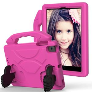 huismerk Voor iPad Mini 5/4/3/2/1 EVA Materiaal kinderen flat anti dalende cover beschermende shell met duimbeugel (RoseRed)