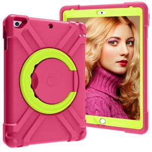 huismerk Voor iPad Air/Air2/Pro 9.7 EVA + PC platte beschermende shell met 360 ° draaibare beugel (Rose rood + grasgroen)