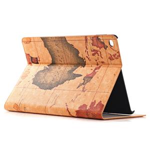 huismerk Retro Wereldkaart patroon lederen hoesje met houder & opbergruimte voor pinpassen & portemonnee voor iPad Air 2 (bruin)