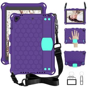 huismerk Voor iPad Air / Air 2 / Pro 9.7 / iPad 9.7 (2017) / iPad 9.7 (2018) Honeycomb Design EVA + PC Four Corner Shockproof Protective Case with Straps (Purp