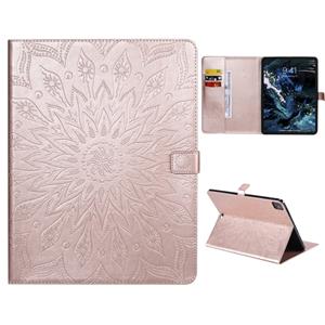 huismerk Voor iPad Pro 11 (2020) Geperst bloemenvlinderpatroon Horizontale flip lederen behuizing met Houder & Card Slots & Wallet(Rose Gold)