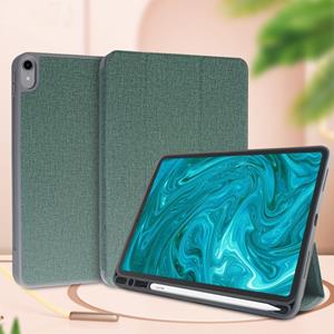 Voor iPad Mini 5/4 Mutural exquise serie doek textuur PU + TPU lederen draagtas met 3-voudige houder & Pensleuf & slaap & Wake-up functie (groen)