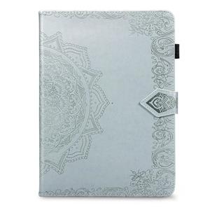 huismerk Voor iPad Pro 10 5 inch Halverwege Mandala Reliëf patroon horizontale flip PU lederen behuizing met kaartslots & houder(zilver)