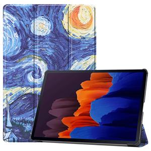 Lunso 3-Vouw sleepcover hoes - Samsung Galaxy Tab S7 Plus / Tab S8 Plus - Van Gogh Sterrennacht