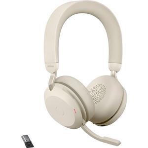 Jabra Evolve2 75 Over Ear headset Bluetooth, Kabel Telefoon Stereo Beige (zijdemat) Volumeregeling, Microfoon uitschakelbaar (mute), Indicator voor