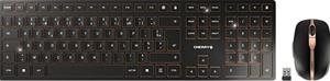 CHERRY JD-9100BE-2 Kabellos, Funk Tastatur, Maus-Set Belgisch, AZERTY Schwarz