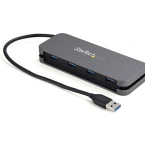 StarTech.com HB30AM4AB interface hub USB 3.2 Gen 1 (3.1 Gen 1) Type-A 5000 Mbit/s Zwart, Grijs