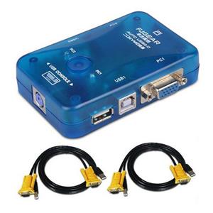 Bolwins VGA-Switch »F93D  KVM Switch Box 2 Port USB 2.0 VGA PS2 2 PC Tastatur Maus Monitor + 2x Kabel«