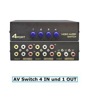 Bolwins Audio / Video Matrix-Switch »E32C  4*Weg Audio Video RCA AV Switch Selector Box Splitter Umschalter CinchKabel«