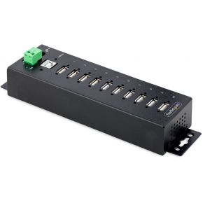 StarTech.com 10-Port Industriële USB 2.0 Hub, Rugged USB Hub met ESD Level 4 Bescherming, DIN/Wand/