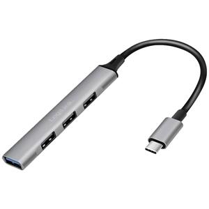 LogiLink UA0392 USB-C (USB 3.2 Gen 2) multiport hub Met USB-C stekker Aluminium-grijs