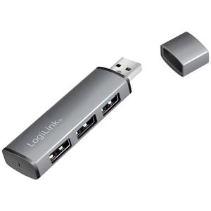 LogiLink USB 3.2 Gen 2-Hub mit Aluminiumgehäuse, mit Status-LEDs Spacegrau