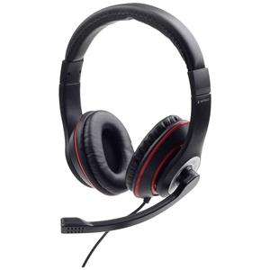 Gembird Over Ear headset Kabel Zwart, Rood Volumeregeling, Headset