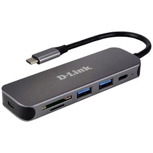 D-Link DUB-2325/E 5 poorten USB-C (USB 3.2 Gen 2) multiport hub Antraciet