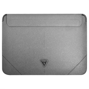Guess Saffiano Triangle Logo Laptop Sleeve - 16 - Zilver