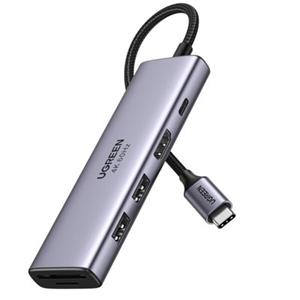 Adapter 5-in-1 UGREEN CM511, Hub USB-C naar 2x USB, HDMI, USB-C, TF/SD (Grijs)