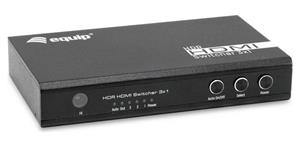 Equip Switch 3x1 HDMI 2.0 4K/60Hz zwart inkl.afstandsbediening