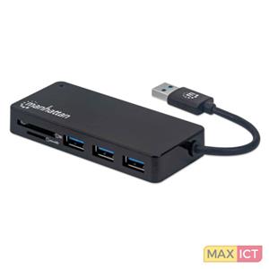 MANHATTAN 3-Port USB 3.2 Gen 1 Hub A-St./ 3xA & Card Reader