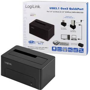 LogiLink USB 3.1 Gen 2 Quickport 1-Bay voor 2,5/3,5" SATA HDD/SSD