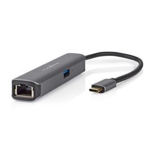 Nedis USB Multi-Port-Adapter USB 3.2 Gen1 4-in-1 - USB-C™ Stecker, HDMI™ Buchse, RJ45 Buchse, USB-A Buchse, USB-C Buchse, 5 Gbps, grau
