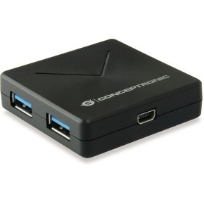 Conceptronic HUBBIES02B 4 Port USB 3.2 Gen 1-Hub (USB 3.0) Schwarz