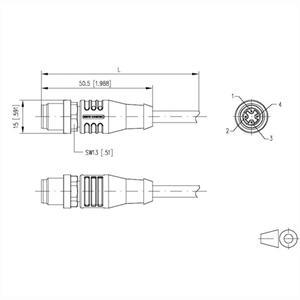 Metz Connect BTR NETCOM M12 10m. Snoerlengte: 10 m, Kabel standaard: Cat5e, Aansluiting 1: M12, Aansluiting 2: M12