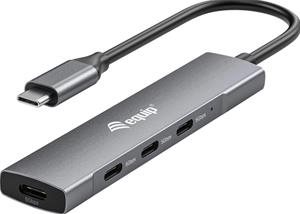Equip 128963 4 Port USB-C (USB 3.2 Gen 2) Multiport Hub Schwarz, Silber