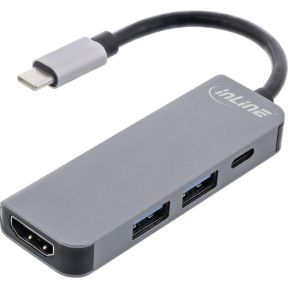 InLine Multifunktions-Hub USB 3.2 Gen.1, 2x USB-A 5Gb/s + HDMI 4K/30Hz + USB Typ-C PD 87W