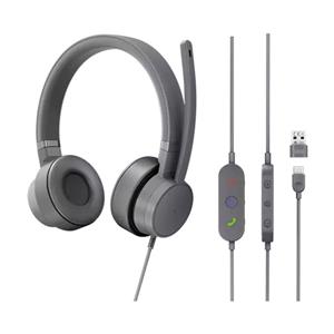 Lenovo GXD1C99243 On Ear headset Kabel Stereo Grijs Noise Cancelling, Ruisonderdrukking (microfoon) Volumeregeling, Microfoon uitschakelbaar (mute)