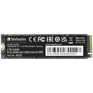 Verbatim Vi3000 2 TB NVMe/PCIe M.2 SSD 2280 harde schijf PCIe NVMe 3.0 x4 Retail 49376