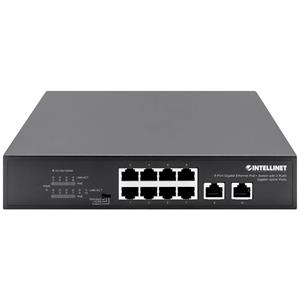 Intellinet 8-Port Gigabit Ethernet PoE+ Switch mit 2 RJ45 Gigabit Uplink-Ports 120W Netzwerk Switch