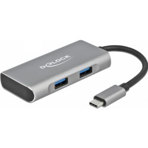 Delock 63260 4 Port USB-C (USB 3.2 Gen 2) Multiport Hub Grau